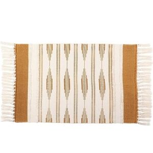 NWT 2'x3' Boho Fringe Cotton Bath Rug In Cream/Amber